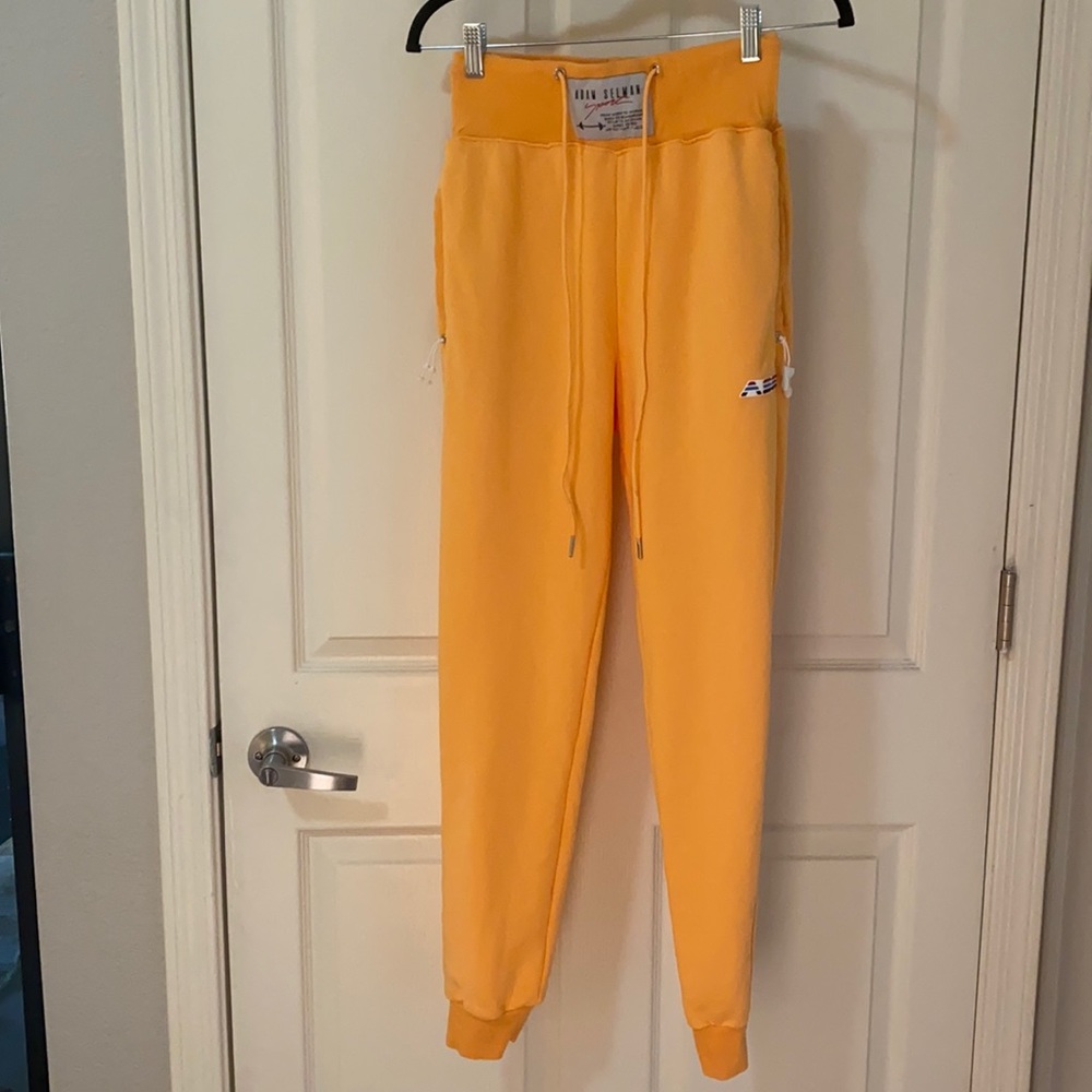 Adam Selman Sport High-Rise Cotton Blend Sweatpants in Mango - S